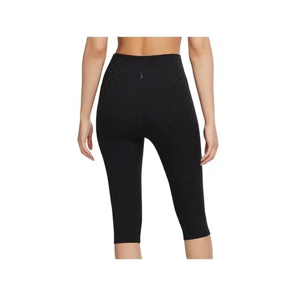 Nike Yoga Luxe High-Waisted Jacquard Capri Leggings Quilted Charcoal Gray - Picture 2 of 10